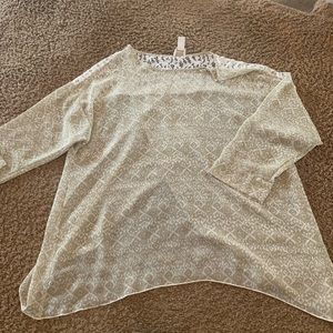 Sheer Blouse with Lace Tulup Open Back